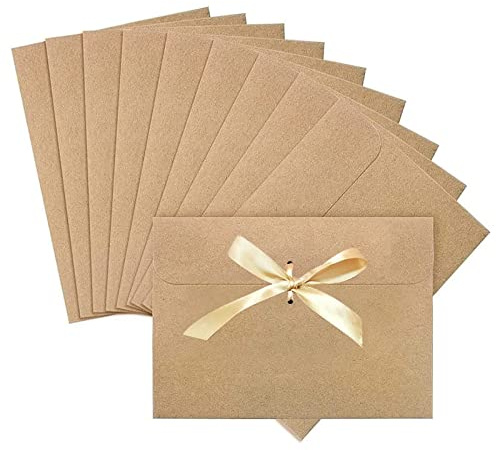 LxwSin 30 piezas sobres de papel kraft, sobres retro con cintas, tarjeta de regalo de papel kraft sobre para tarjetas de felicitación, invitaciones de boda, cartas de agradecimiento