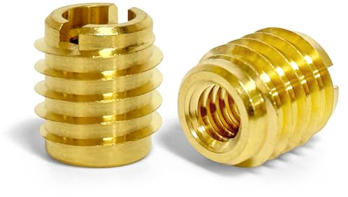 1/4-20 Threaded Insert for Hard-Wood, Brass Knife Thread Inserts, 1/4-20 Internal Threads, 0.5 Length, Pack of 25