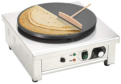 Gecheer Professionell Crepes elektrisk värmeplatta med utdragbar bricka 40 cm 3000 W, Professionell elektrisk crepe-panna 3000W 40cm