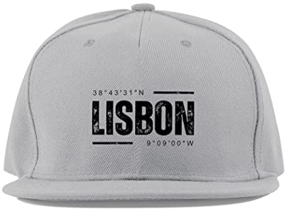 Maikomanija Lisbonne Coordonnates Portugal City Voyage Memento Coton Visière Plate Fullcap Baseball Casquette Trucker Chapeau Unisexe Sport Respirant, gris, taille unique
