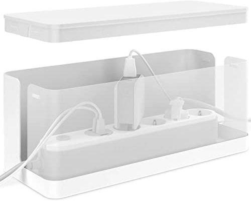 ACROPAQ Boîte Cache câble – Moyen (32 x 13 x 13 cm), Cache multiprise, Boîte pour Rangement des câbles, Boîte multiprise - Blanc
