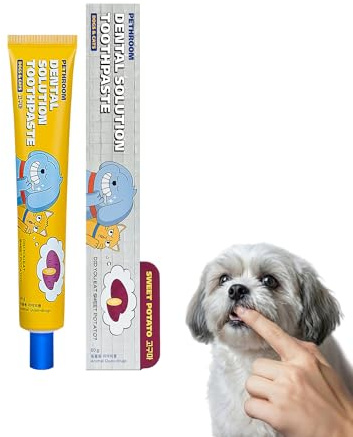 PETHROOM Pet Dental Solution Toothpaste for Dogs & Cats – Sweet Potato Flavor, Enzymatic Toothpaste for Fresh Breath & Plaque Control, Gentle Daily Dental Care, Net Wt 2.1 oz