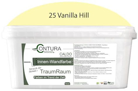 Contura Caldo 10 Liter Wandfarbe 35 Farben Deckenfarbe Contura Hohe Profi Deckkraft Klasse 1 (25 Vanilla Hill)