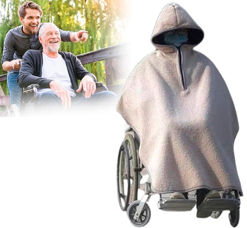 BLUEZY Wheelchair Cover, Wheelchair Rain Cover Adult Waterproof, Winter Wheelchair Blanket, Warm Wheelchair Poncho Cover with Hood Wheelchair Blanket for Patients Elders Cold Weather A