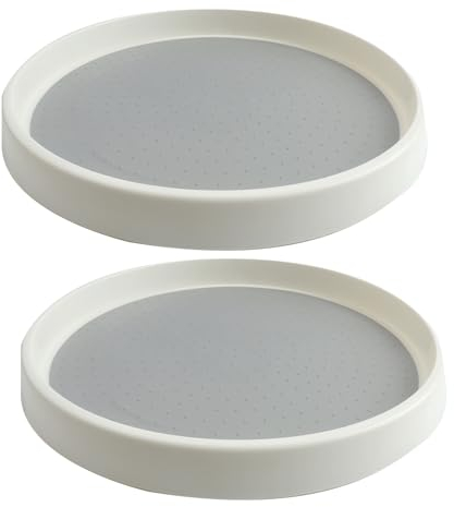 Roellgs 2 Pack 30cm Lazy Susan Turntable Cabinet Organiser, Rotating Spice Rack for Kitchen, Countertops, Tables, Shelves and Fridges, BPA Free