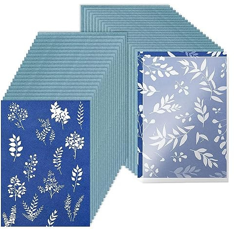 Bdghay 40 piezas kit de papel de impresión solar papeles cianotipos activados solares con panel acrílico A5 papel de arte de impresión solar