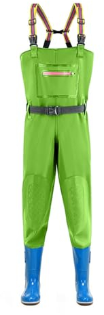 Chaoyilian Wathose Herren Wasserdicht,Herren Wathose Atmungsaktiv,Wasserdicht Angeln Jagd Wathose,Wathose Anglerhose Mit Stiefel,Verstellbarer Schultergurt,FüR Baustellen,Angeln,BauernhöFe,GäRten