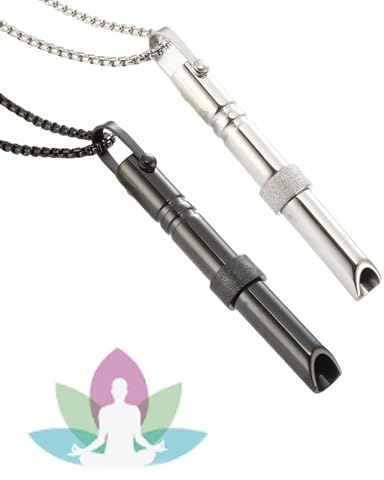 TJUSPIRIT Stressabbau Halskette Meditations Atemkette Edelstahl Hoki Halskette Zur Druckentlastung Reduziert Angstzustände Damen Herren Entspannung Spirituelle Geschenkideen(Schwarz+Silber)