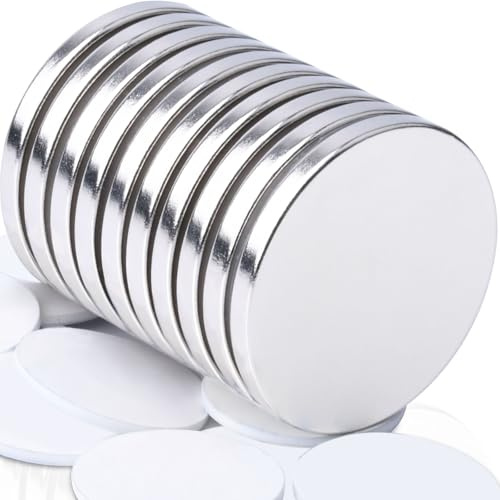 Imanes de neodimio fuertes, 10 piezas 32x3 mm imanes autoadhesivos fuertes, imanes fuertes redondos imanes de tierras raras con adhesivo de doble cara