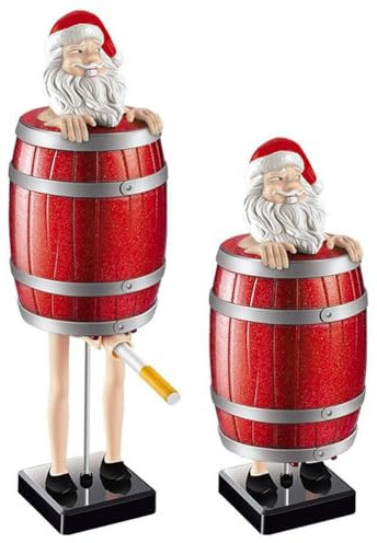 Funny Automatic Cigarette Dispenser,Prank PopUp Cigarette Holder Box,Weird Santa Claus in The Wooden Barrel Cigarette Box,Santa Claus Figurines for Christmas Party Home Decor,Prank Toy Gift for Man