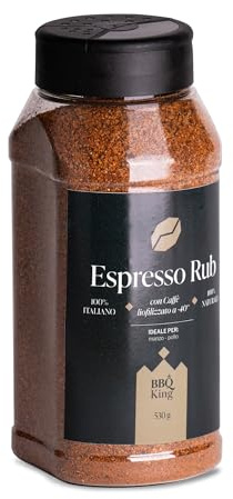 BBQ KING - Espresso Rub Confezione da 530g, Dry Rub Bbq per Manzo Ideale per Barbecue e Grill, Set Spezie Cucina 100% Made in Italy, Miscela di Spezie per Carni Rosse (Manzo, Beef Ribs)