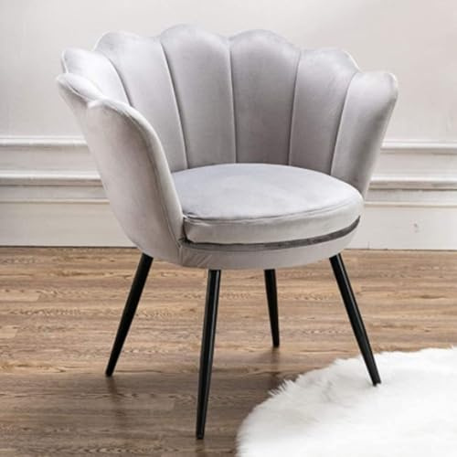 chairus Velvet Accent Chair Modern Petal Armchair with Golden Legs Upholstered Lounge Chair for Living Room/Bedroom, Gray