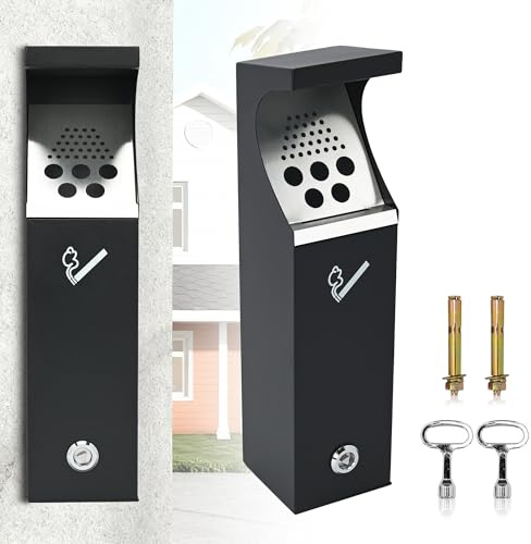 lukar Commercial Wall Mounted Trash Can with Lock, Easy to Clean, Metal Garbage Can Trash Bin for Office, Pub, Factory, Club, Street, Garden