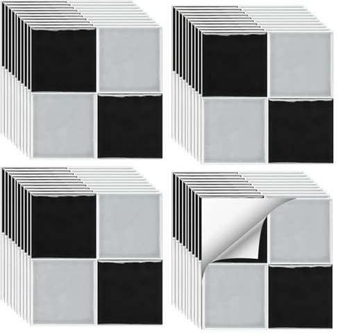 CEIEVER Stickers Carrelage Mural 40 Pièces 15 × 15 cm Autocollants de Carrelage Adhésifs Mural Autocollant de Carreaux Muraux Étanche pour Cuisine Salle de Bain Salon
