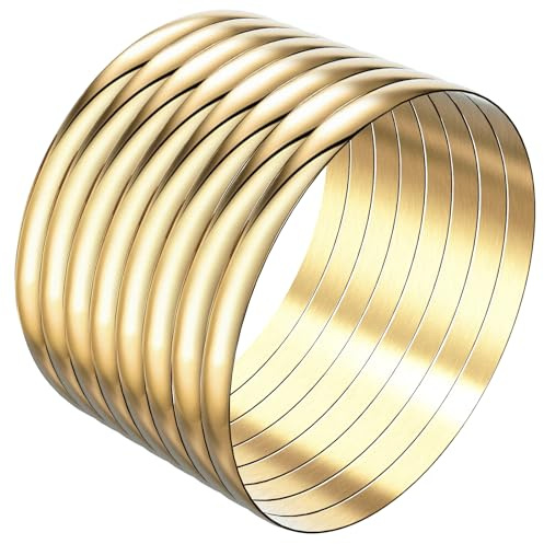 Linkidea Armreif-Set in Übergröße für Damen, 8er-Set, extra große, runde, goldene Armreifen aus Edelstahl, 20,3 cm (M)