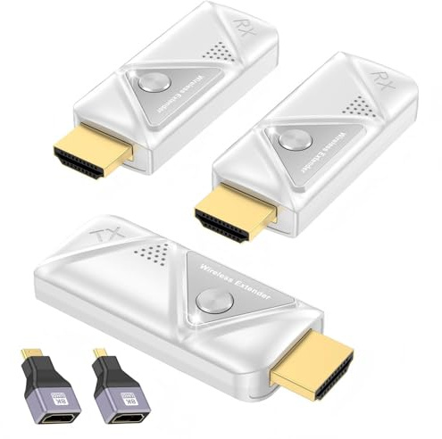 Trasmettitore HDMI wireless e 2 ricevitori, trasmettitore HDMI 5G wireless e ricevitore per la trasmissione di video e audio da computer portatile/PC/fotocamera a 2 monitor/proiettore/TV, Plug & Play