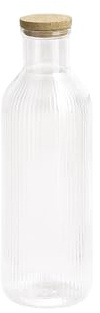 APS 10735 Glaskaraff -LINES-, Ø 9 cm, H: 27 cm, 1 liter, glas, lock av kork,