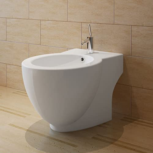 Bidé de pie de cerámica de alta calidad, color blanco, diseño atemporal para cuarto de baño, 58 x 40 x 40 cm