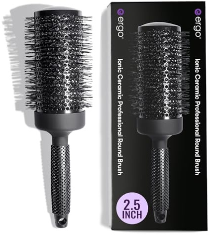ERGO Ceramic Ionic Round Brush for Blow Out - Salon Quality Hair Brushes for Women - Roller Brush for Blow Drying, Wet and Dry Hair Styling, Volumizing Hair Care - ER65: 2.5