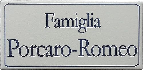 GUIZZO Creart - Targa Personalizzata con Nomi/Via in Ceramica, Targhetta Personalizzata Modificabile con Numero Civico Esterno, Targhetta Porta Ingresso Personalizzata Made in Italy 15x7H cm