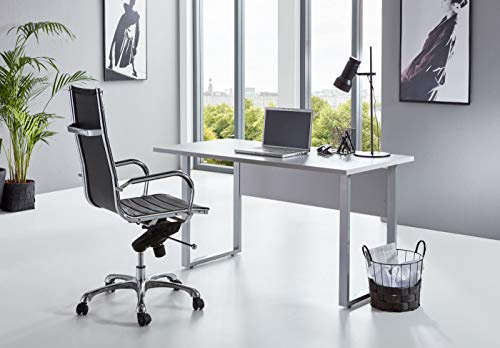 BMG-Moebel.de Büromöbel komplett Set Arbeitszimmer Office Edition in Lichtgrau/Weiß Hochglanz (Schreibtisch klein)