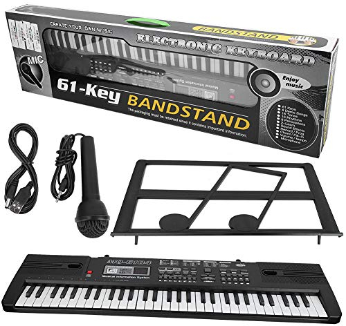 Multifunktions Digital Piano, 61-Tasten-Tastatur Klavier Kinder Keyboard E-Piano mit Mikrofon und Notenständer tragbare Tastatur Piano Keyboard Für Jungen und Mädchen 66 x 19 x