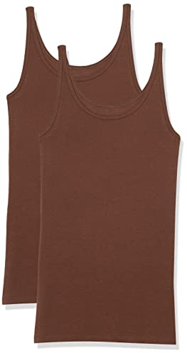 Amazon Essentials Women's Slim-Fit Thin-Strap Tank Top, Pack of 2, Deep Brown, S