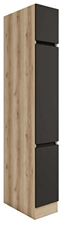 idealShopping GmbH Küchen Hochschrank mit Apothekerauszug Noah HFZ306-0+ in anthrazit 30 cm breit