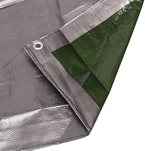 Mivos Lona Universal de 2 x 3 m, 120 g/m2, PP-PE, Color Plateado, Resistente al Moho, Resistente al Agua, para Muebles de jardín, Madera, con Ojales de Aluminio