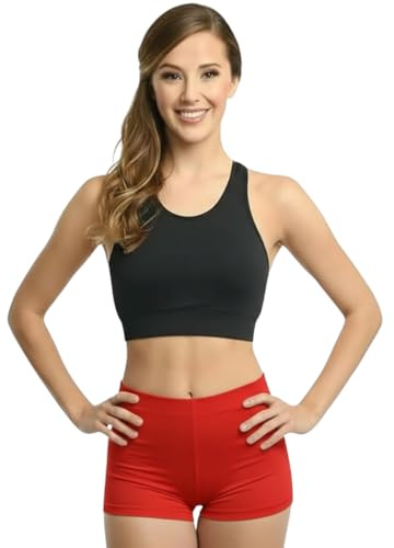 LUXFAB New Ladies Stretch Shorts Womens Hot Pants Elasticated Waist Knickers Sizes UK 8-18 (UK, Numeric, 8, 10, Regular, Regular, Red)