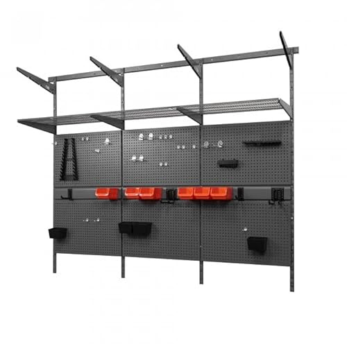 INTEGRI Werkstatt Regalsystem - Werkzeugwand - 150x185x42 cm - Ordnungssystem - Werkzeughalter Wand - Wandregal - Werkstatteinrichtung - Schwerlastregal für Werkzeug mit Sortierboxen, Lochwand Haken