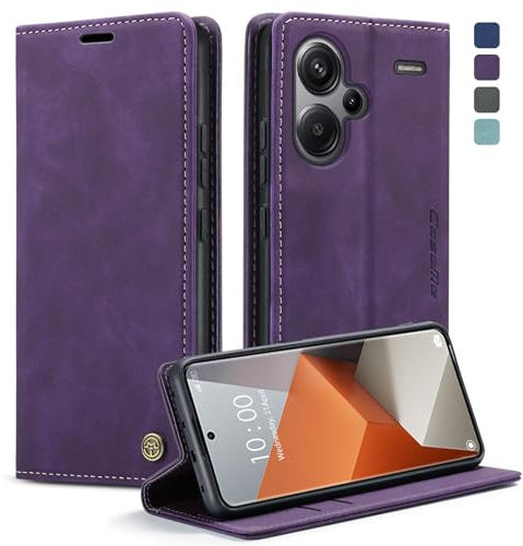 KZB Handyhülle für Xiaomi Redmi Note 13 Pro Plus 5G/ Redmi Note 13 Pro+ 5G Hülle Premium Leder Klappbar Tasche Flip Case Magnet Kartenfach Standfunktion Klapphülle Schutzhülle - Lila