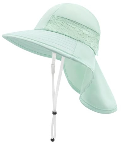 SEYUFN Bébé Chapeau de Soleil Fille Garçon Chapeau de Cou Protection Enfants Chapeaux de Seau Respirant Bébé Fille Chapeau de Plage Chapeaux d'été pour Tout-Petits (S (6-24 Mois), A-Vert Clair)