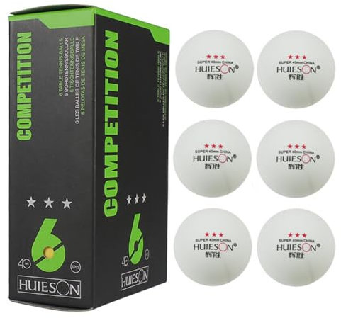 6 Stück -Bälle – Neue Zelluloid-3-Sterne-Wettkampf-Tischtennisbälle in Weiß | 40 mm professionelle, perfekte Kugel für perfekten Spin, gleichmäßige Sprungkraft, Outdoor-Sportbälle für den Wet