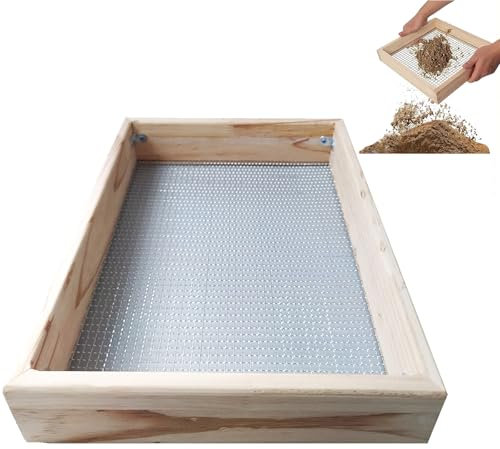 HANQ Tamiz de suelo para jardinería, 15.75 x 11.8 pulgadas, tamiz de tierra de mano de madera para jardinería, tamiz de roca para rocas, tamiz de compost, tamiz de suelo de madera, tamiz de jardín