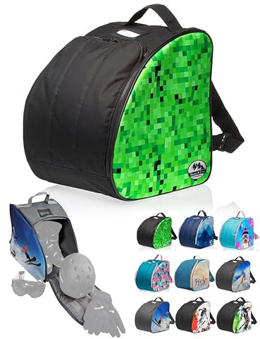 BAMBINIWELT Kinder Skistiefeltasche - Ski-Schuh-Tasche Rucksack mit integrierter Standfläche - für Boots, Helm, Skibrille & Handschuhe - wasserdichte Skischuhtasche mit Tragegriffen (Modell 01)