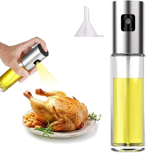 AutoPrevails Öl Sprayer Flasche, 100ml Essig Sprayer Spender, Dressing Spray Grilling Olivenöl Glasflasche, für Küche Kochen Salat Brot Backen BBQ (1 Pcs) (Zylindersprühdosen(100 ML))