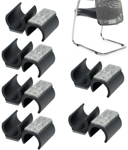 Ruioomeep 12 deslizadores de sillas con fieltro para sillas de 24 a 25 mm de diámetro, para proteger el suelo de arañazos y reducir el ruido