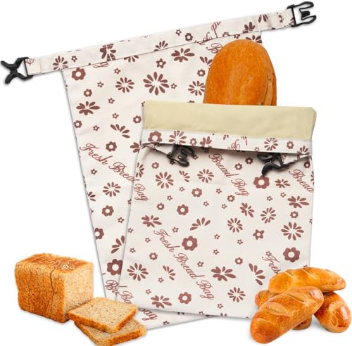 ORKBE Paquete de 2 bolsas reutilizables de cera de abeja, bolsas de cera de abeja para pan casero, bolsas de pan de masa madre, bolsa de almacenamiento de alimentos de algodón natural para mantener