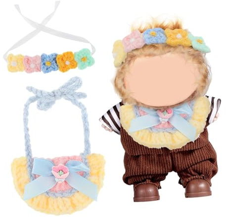 UPKOCH Set Accessoires Vêtements Poupée Compatible Bandeau Floral et Bavoir Tricoté pour Poupées Tenue Adorable pour Jeux et Photos