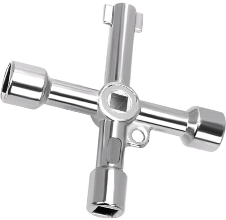 Storneliv 4-Way Utility Key, Meter Box Key, Silver Meter Box Key for UK Gas Meters, Triangle, Square, Panel Key for Cupboard, Cabinet, Water, Gas, Electric & Plumbing Applications