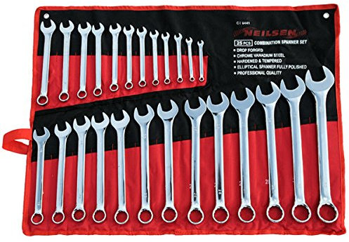 Neilsen CT0441 6-32 mm Full Polish Finish Spanner Set - Silver (25-Piece)