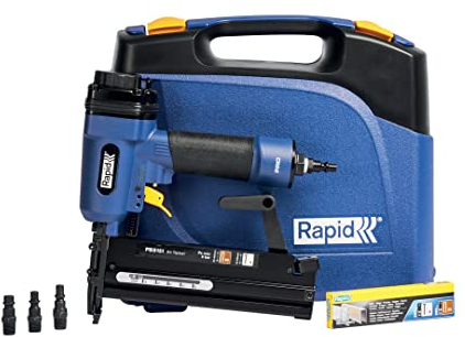 Rapid PRO PBS151 Grapadora/Clavadora Neumática para Grapas No. 90 & Clavos No. 8, Mango Ergonómico y Carga Rápida, Incluye Maletín de Transporte, 200 Grapas y 200 Clavos (5000103)
