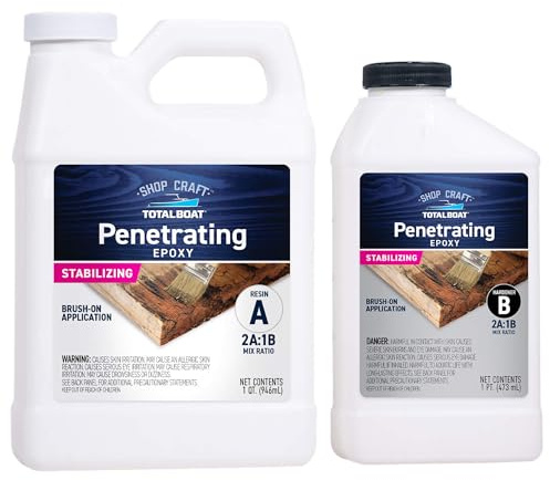 TotalBoat Clear Penetrating Epoxy Wood Sealer Stabilizer for Rot Repair and Restoration (1.5 Quart, Traditional)