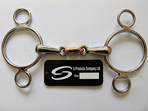S-Products CONTINENTAL 3 RING SNAFFLE COPPER LOZENGE HORSE DUTCH BIT 2 GAG (5.5)