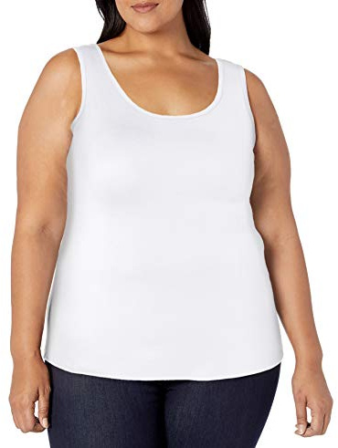 Amazon Essentials Women's Plus Size Tank Top, White, 3XL Plus