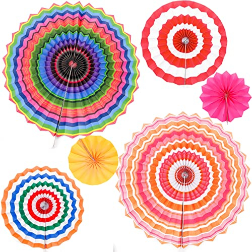 Papier Fächer Set Dekorative Rosetten Regenbogen Hängende Papierfächer Dekoration Papier Fans Dekorpapier Kit für Hochzeit, Karneval, Feier und Parteien Hauptdekorationen