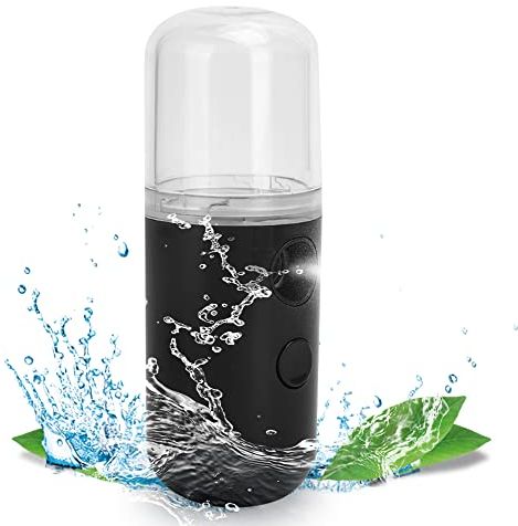 Hand Gesichtsdampfer, Gesichts Nebelsprüher, Nano Gesichtsdampfer Tragbar Mini Gesicht Nebel Dampf Befeuchten Sie die Haut, Befeuchten Sie die Gesichtshaut Tief mit Feuchtigkeit(Schwarz)