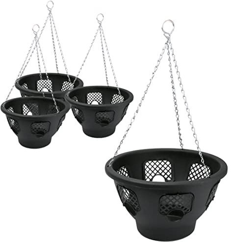 DIVCHI 12 Inch Indoor Outdoor Balcony Patio Hanging Basket Set of 4