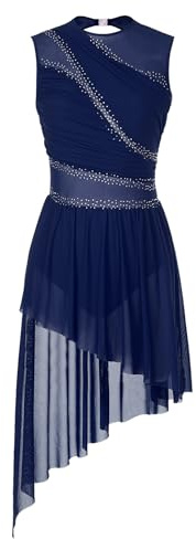 CHICTRY Women's Lyrical Dance Costume Modern Contemporary Dance Dress | High Low, Shiny Rhinestone, Sleeveless Cutout Back, Figure Skating Dress, Contemporary Dancewear, Dance Show